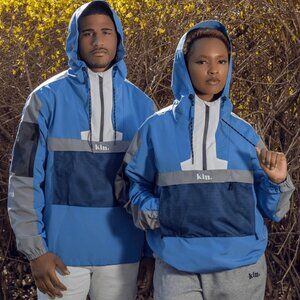 NWT KINApparel Blue Satin Lined Windbreaker Unisex Size Small